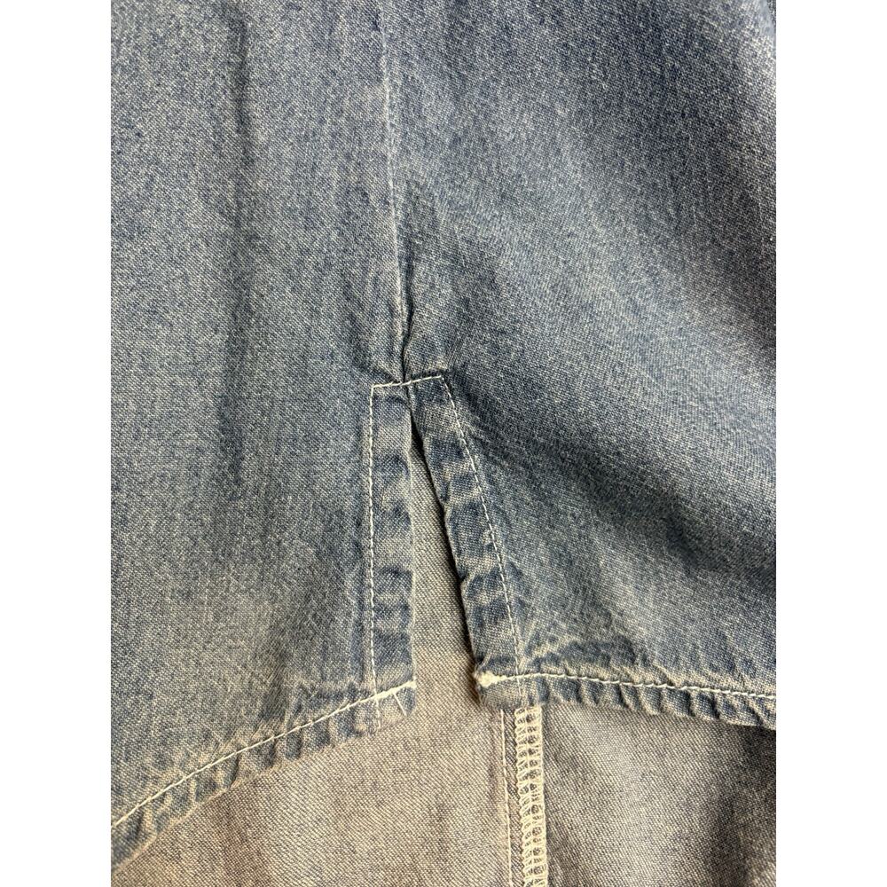 Bill Blass Jeans Denim Shirt Small Collar Long Sleeve Hand Embroidered Cotton! - Picture 12 of 13